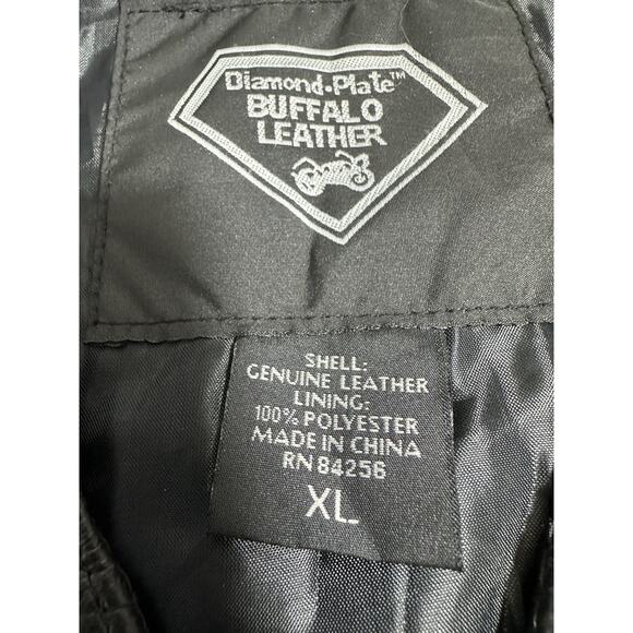 Biker Vest Mens XL Buffalo Leather Diamond Plate Live to Ride Motorcycle Patches - Picture 7 of 16